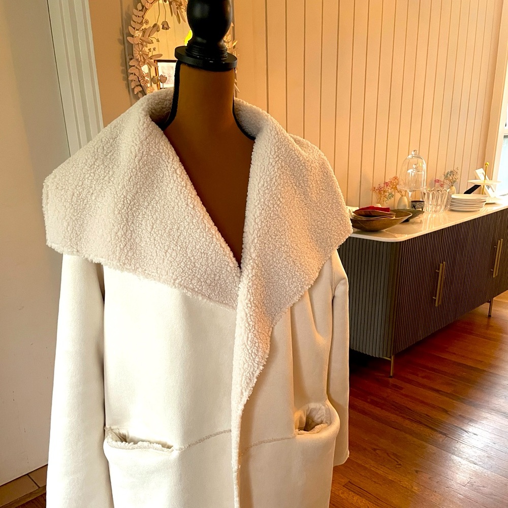 Ena Pelly Cream Teddy Jacket with Sherpa Collar